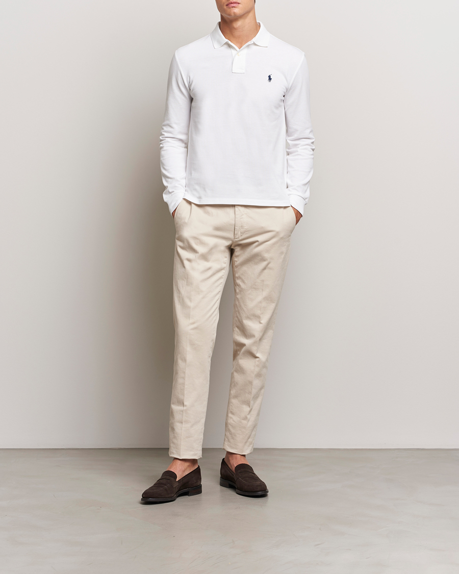 Herre | Polotrøjer | Polo Ralph Lauren | Slim Fit Long Sleeve Polo White