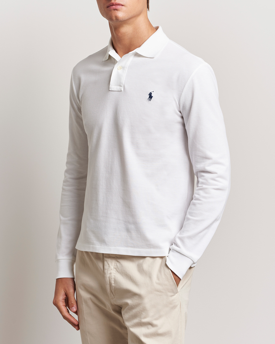 Herre | Langærmede polotrøjer | Polo Ralph Lauren | Slim Fit Long Sleeve Polo White