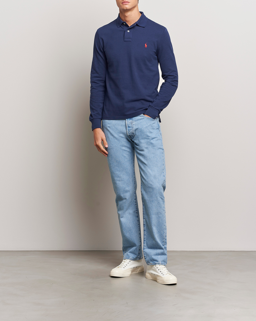 Herre | Polotrøjer | Polo Ralph Lauren | Slim Fit Long Sleeve Polo Newport Navy