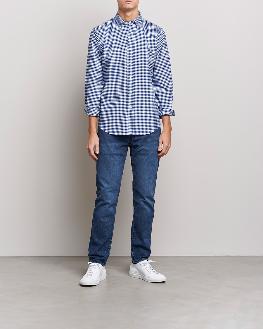 Herre |  | Polo Ralph Lauren | Custom Fit Oxford Gingham Shirt Blue/White