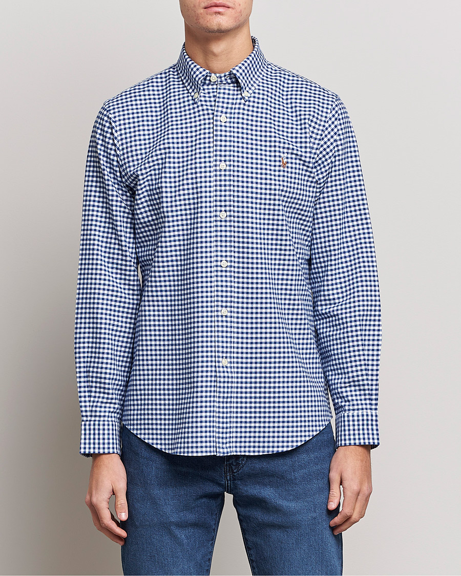 Herre |  | Polo Ralph Lauren | Custom Fit Oxford Gingham Shirt Blue/White