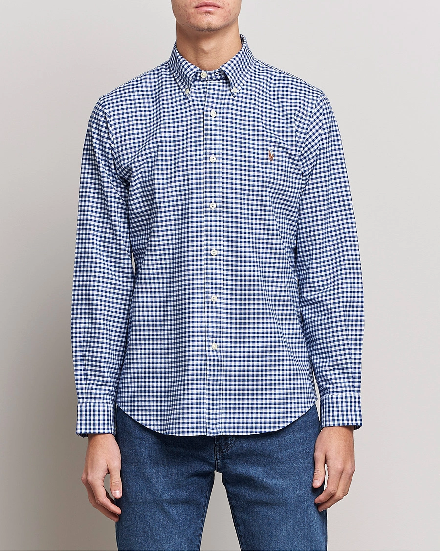 Herre | Polo Ralph Lauren | Polo Ralph Lauren | Custom Fit Oxford Gingham Shirt Blue/White