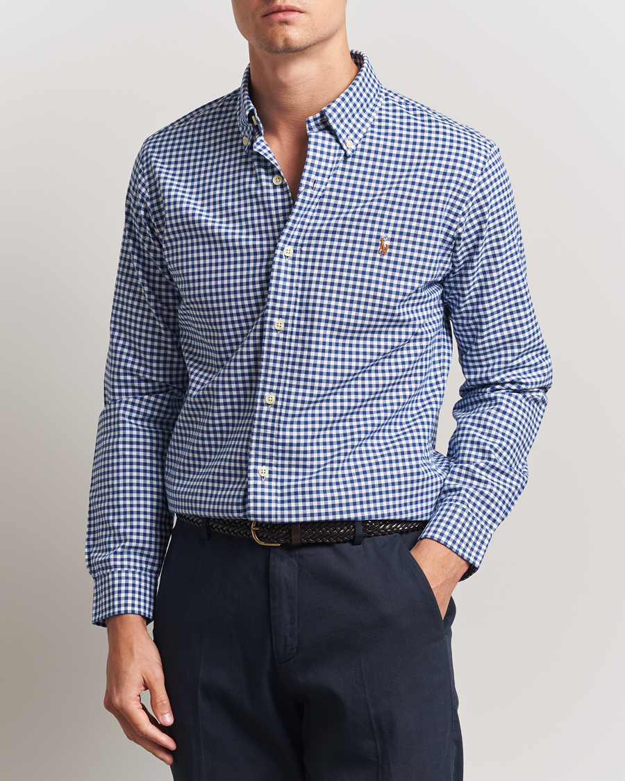 Herre | Skjorter | Polo Ralph Lauren | Custom Fit Oxford Gingham Shirt Blue/White