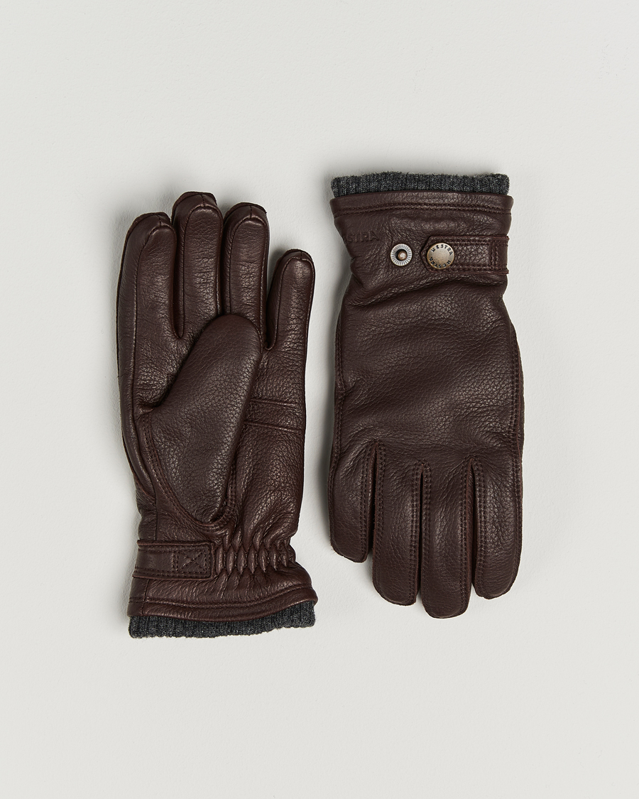 Herre | Handsker | Hestra | Utsjö Fleece Lined Buckle Elkskin Glove Espresso