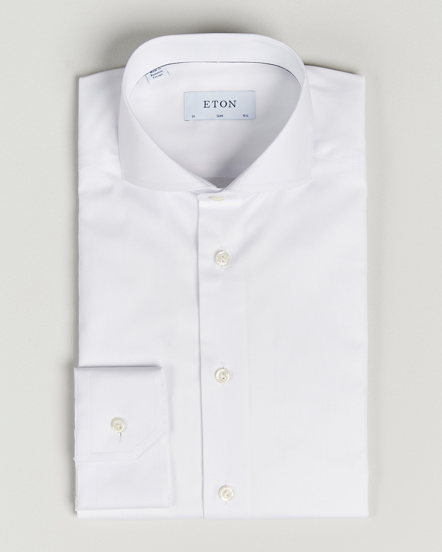 privatliv lysere Implement Eton Slim Fit Twill Cut Away Shirt White - CareOfCarl.dk