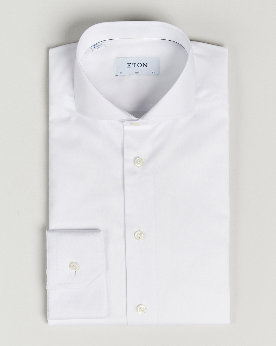 Herre | Skjorter | Eton | Slim Fit Twill Cut Away Shirt White