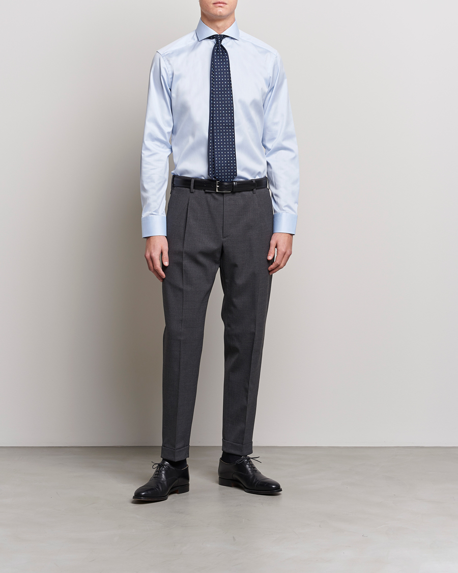 Herre | Tøj | Eton | Slim Fit Twill Cut Away Shirt Light Blue