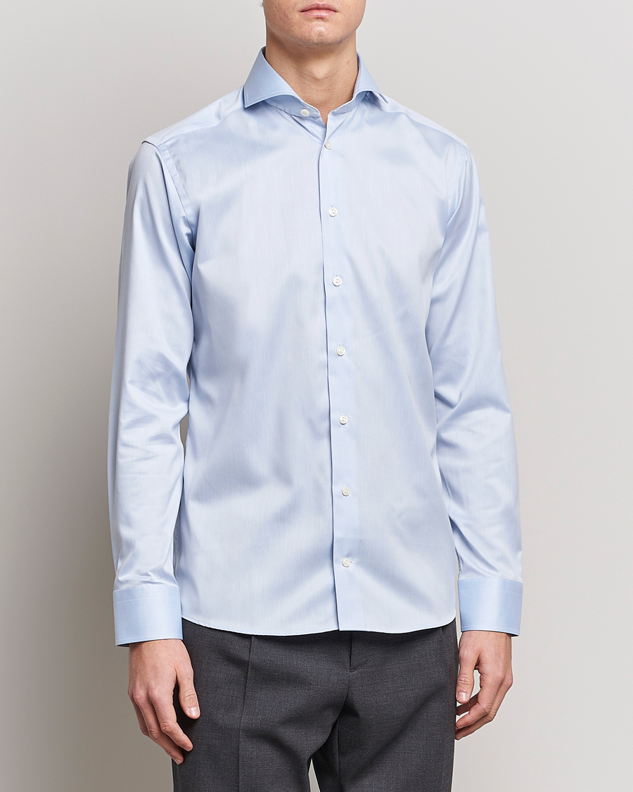 Herre | The Classics of Tomorrow | Eton | Slim Fit Twill Cut Away Shirt Light Blue