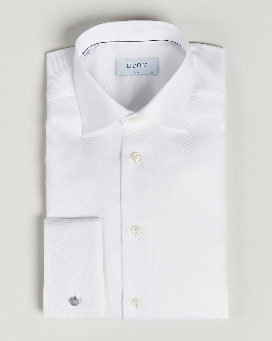 Herre | Skjorter | Eton | Slim Fit Twill Double Cuff Shirt White