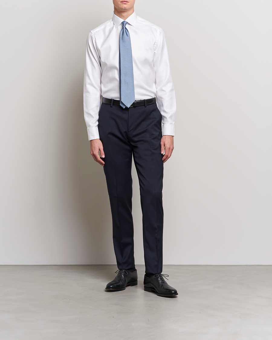 Herr |  | Eton | Slim Fit Twill Double Cuff Shirt White