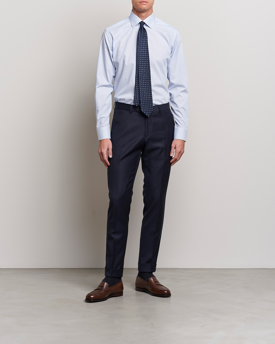 Herre | Skjorter | Eton | Slim Fit Poplin Thin Stripe Shirt Blue/White