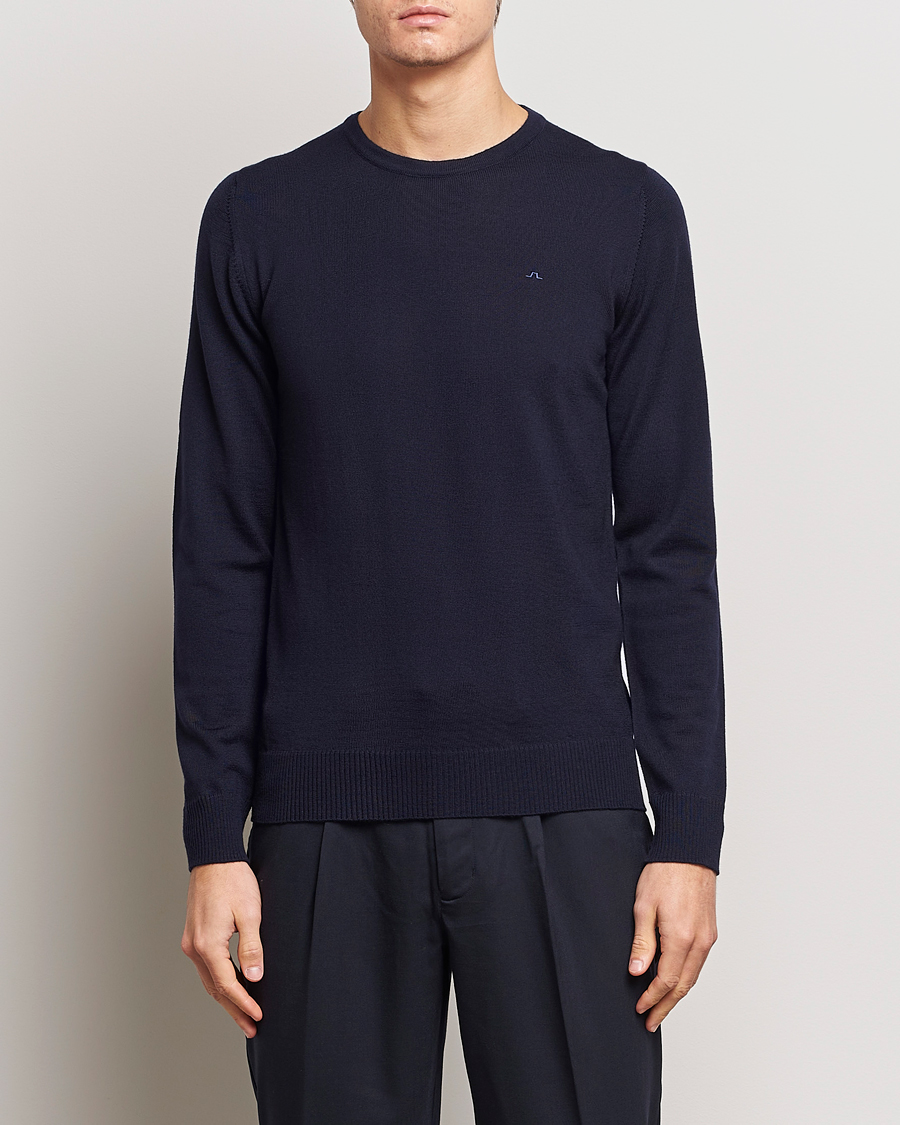 Herre | Trøjer | J.Lindeberg | Lyle True Merino Crew Neck Pullover Navy