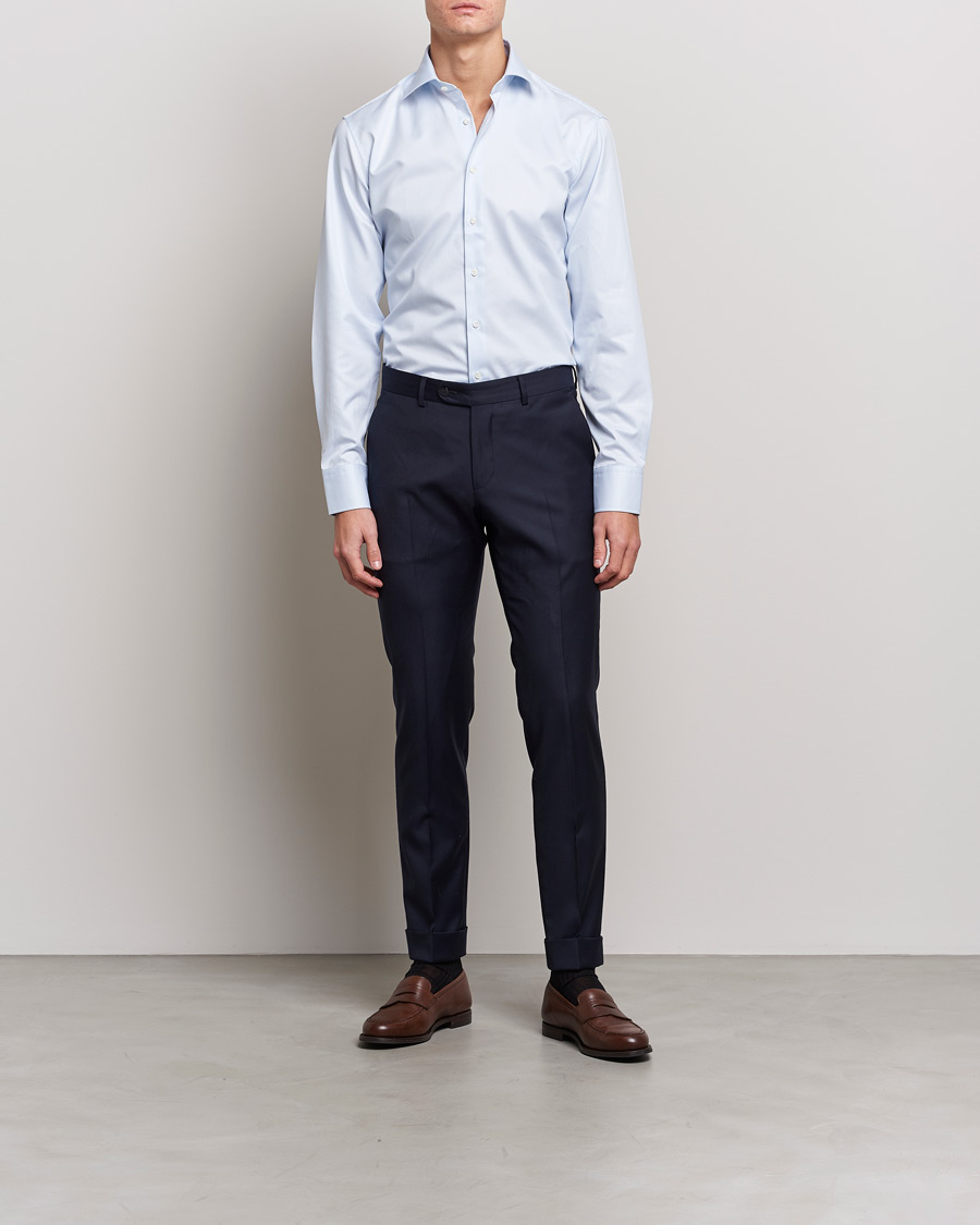 Herre |  | Stenströms | Fitted Body Thin Stripe Shirt White/Blue