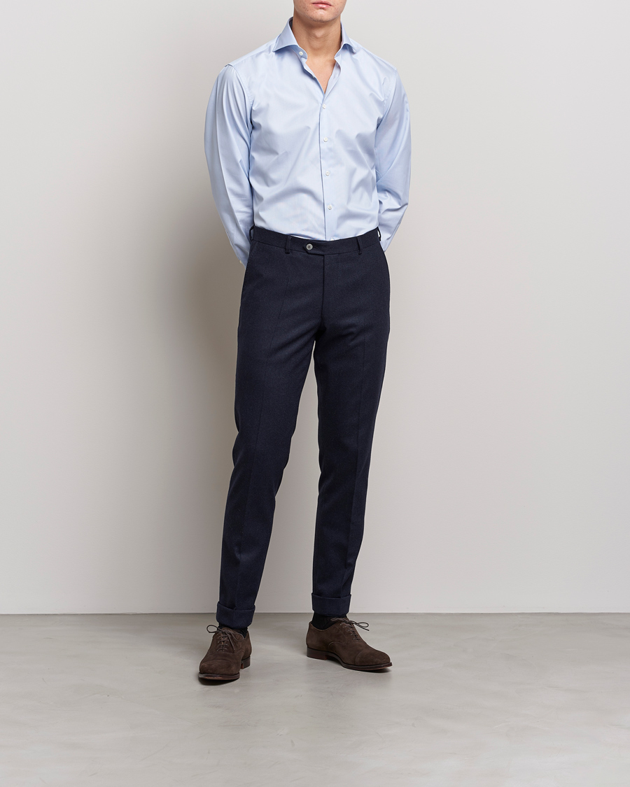 Herre | Stenströms | Stenströms | Fitted Body Thin Stripe Shirt White/Blue