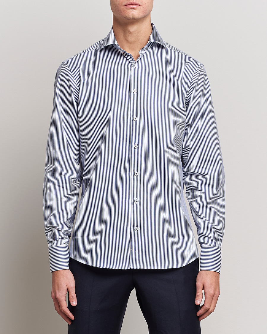 Herre | Formelle | Stenströms | Fitted Body Stripe Shirt White/Blue