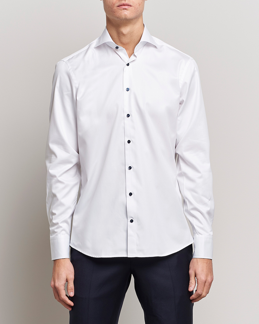 Herre | Businesskjorter | Stenströms | Fitted Body Contrast Shirt White