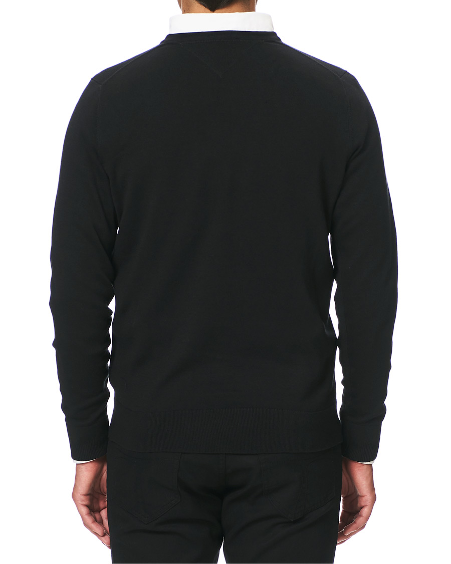 Herre | Trøjer | Tommy Hilfiger | Cotton/Silk V-Neck Pullover Flag Black