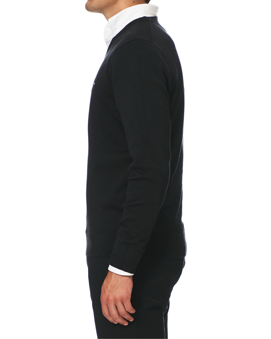 Herre | Trøjer | Tommy Hilfiger | Cotton/Silk V-Neck Pullover Flag Black