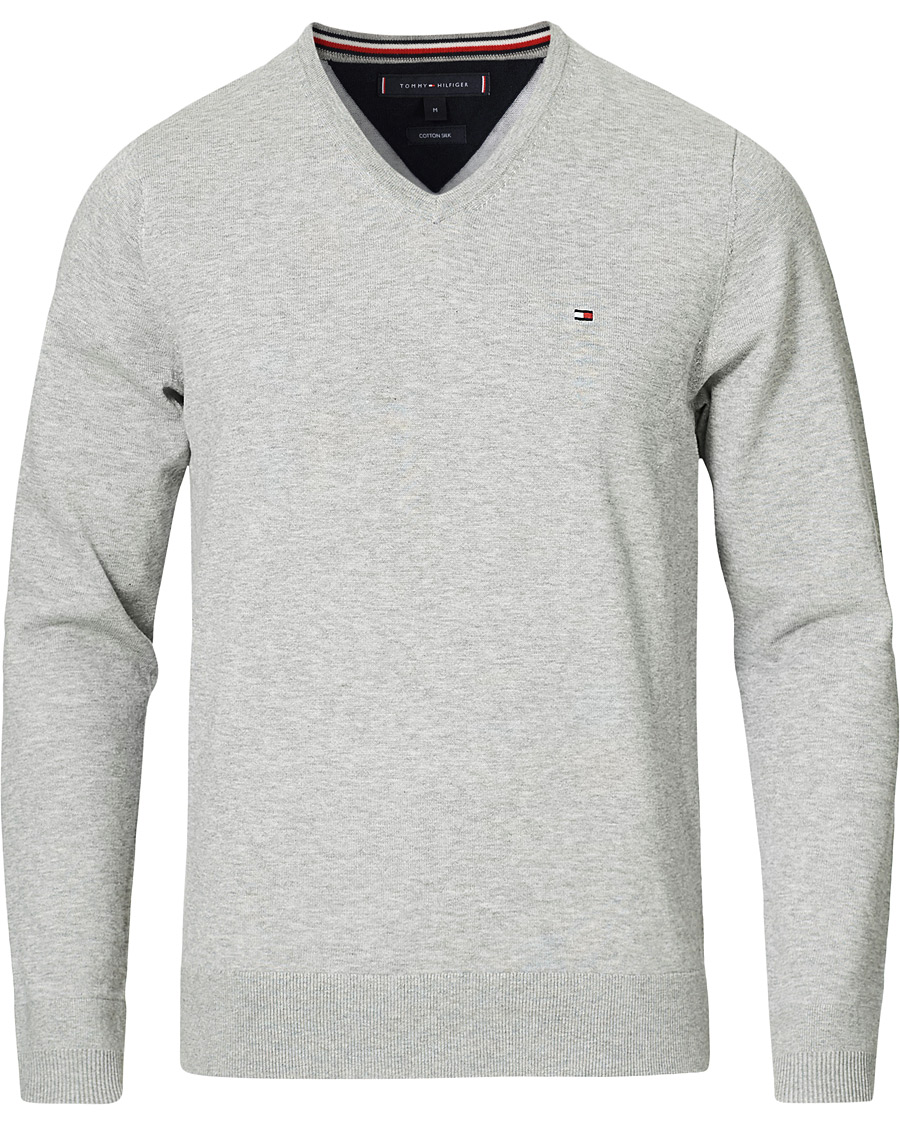 Herre | Trøjer | Tommy Hilfiger | Cotton/Silk V-Neck Pullover Cloud Heather