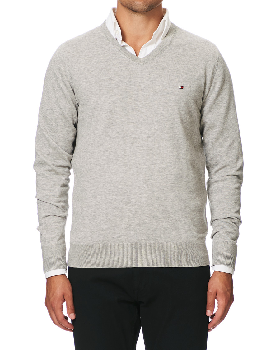 Herre | Trøjer | Tommy Hilfiger | Cotton/Silk V-Neck Pullover Cloud Heather