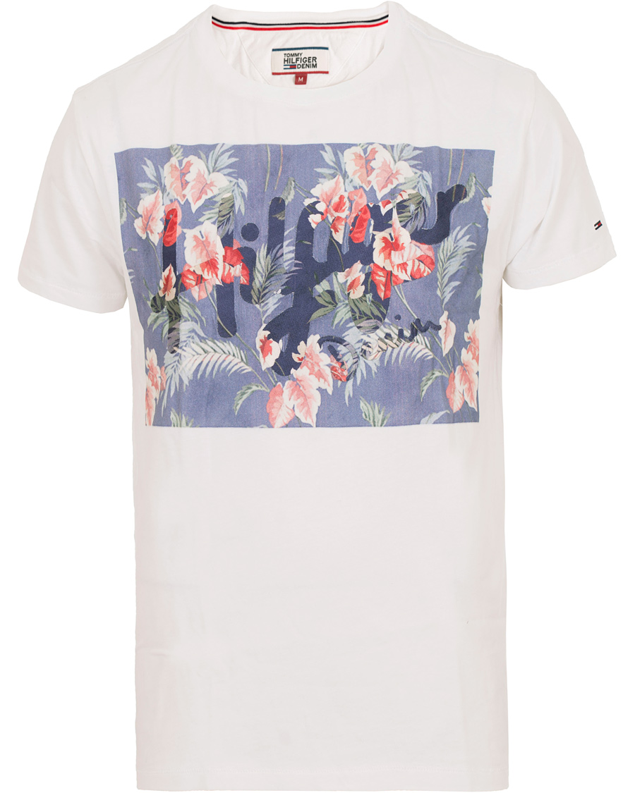 Herre | T-Shirts | Tommy Hilfiger Denim | Logo Crew Neck Tee White