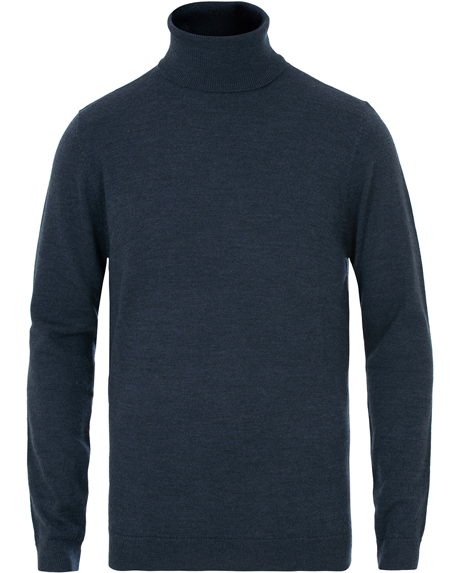 Herre | Trøjer | A Day's March | Merino Roll Neck Midnight Melange