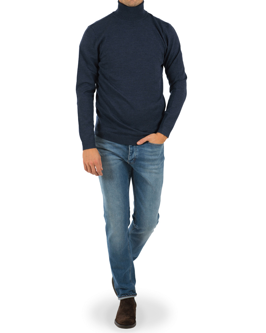 Herre | Trøjer | A Day's March | Merino Roll Neck Midnight Melange