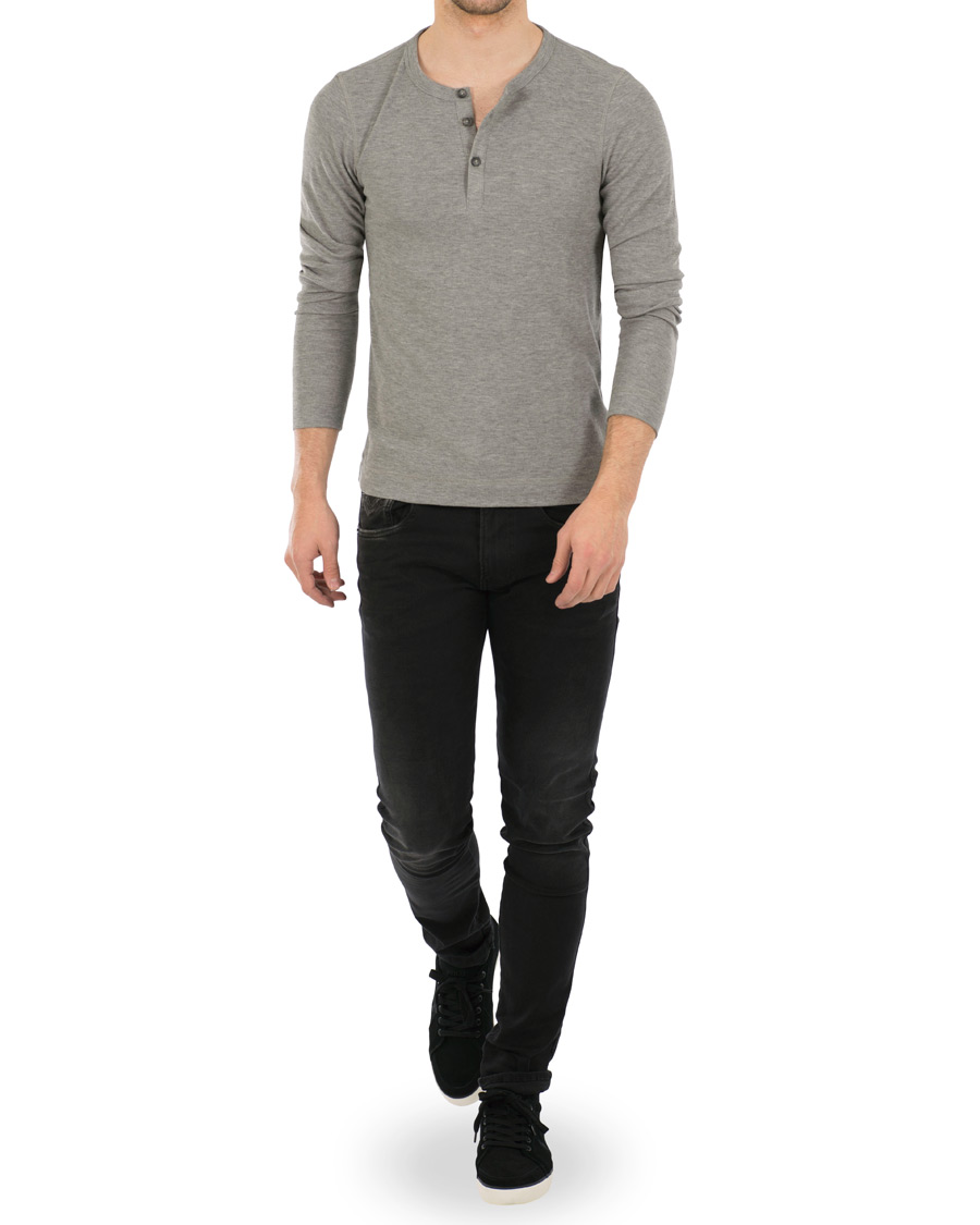 Herre | Trøjer | BOSS ORANGE | BOSS Casual Trix Fine Heather Waffle Henley Mid Grey Melange