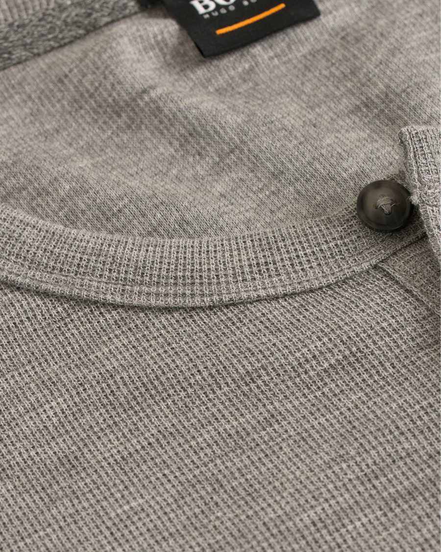 Herre | Trøjer | BOSS ORANGE | BOSS Casual Trix Fine Heather Waffle Henley Mid Grey Melange