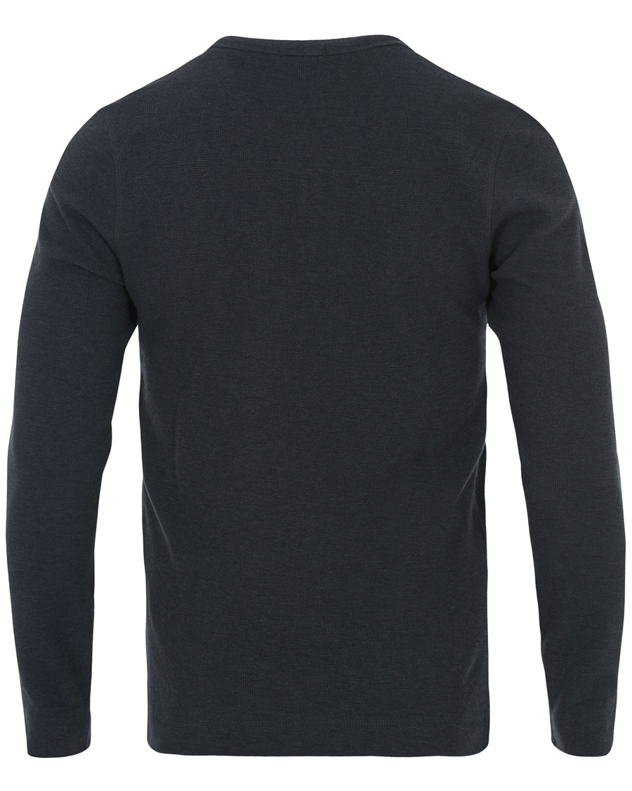 Herre | Trøjer | BOSS ORANGE | BOSS Casual Trix Fine Heather Waffle Henley Navy