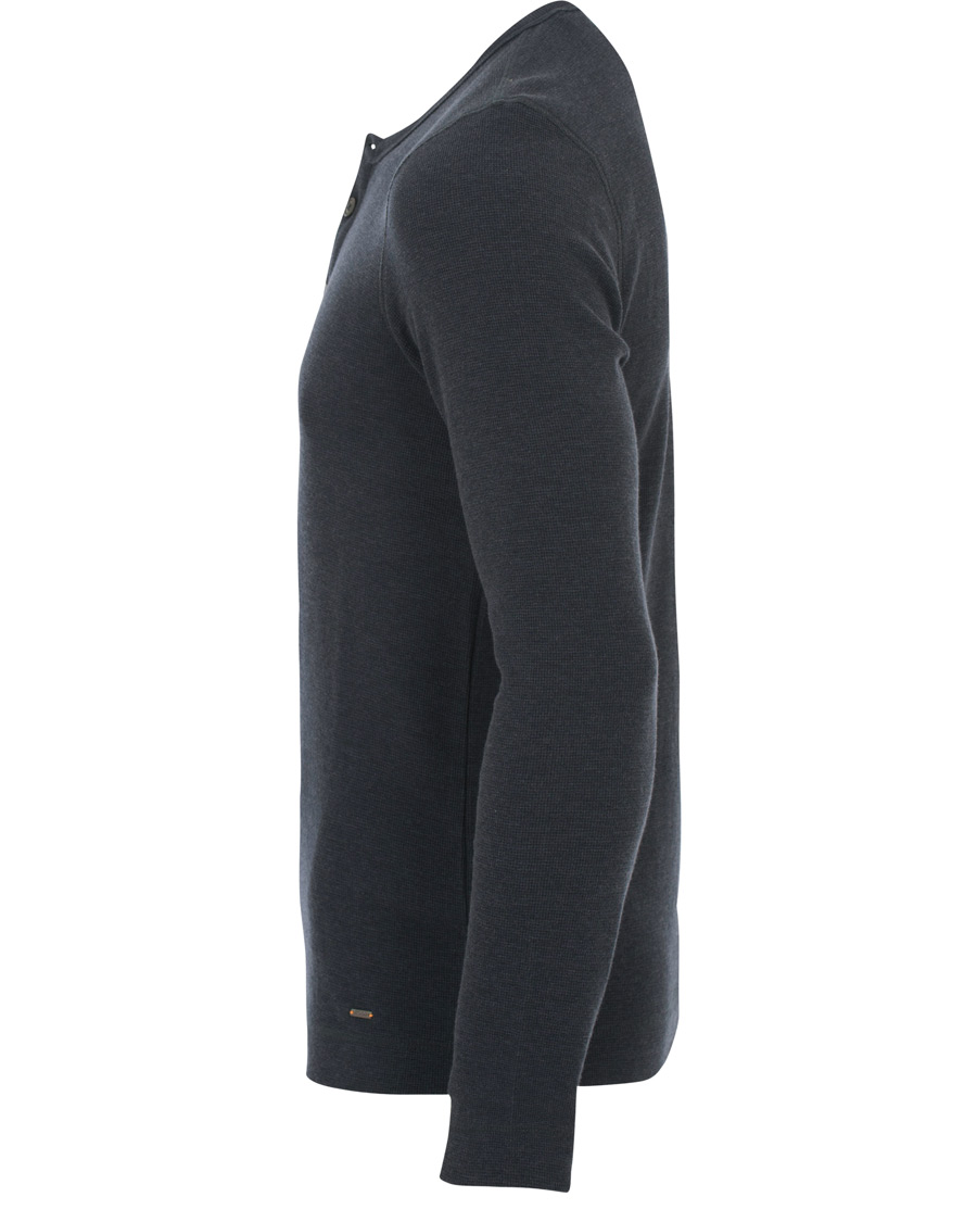 Herre | Trøjer | BOSS ORANGE | BOSS Casual Trix Fine Heather Waffle Henley Navy