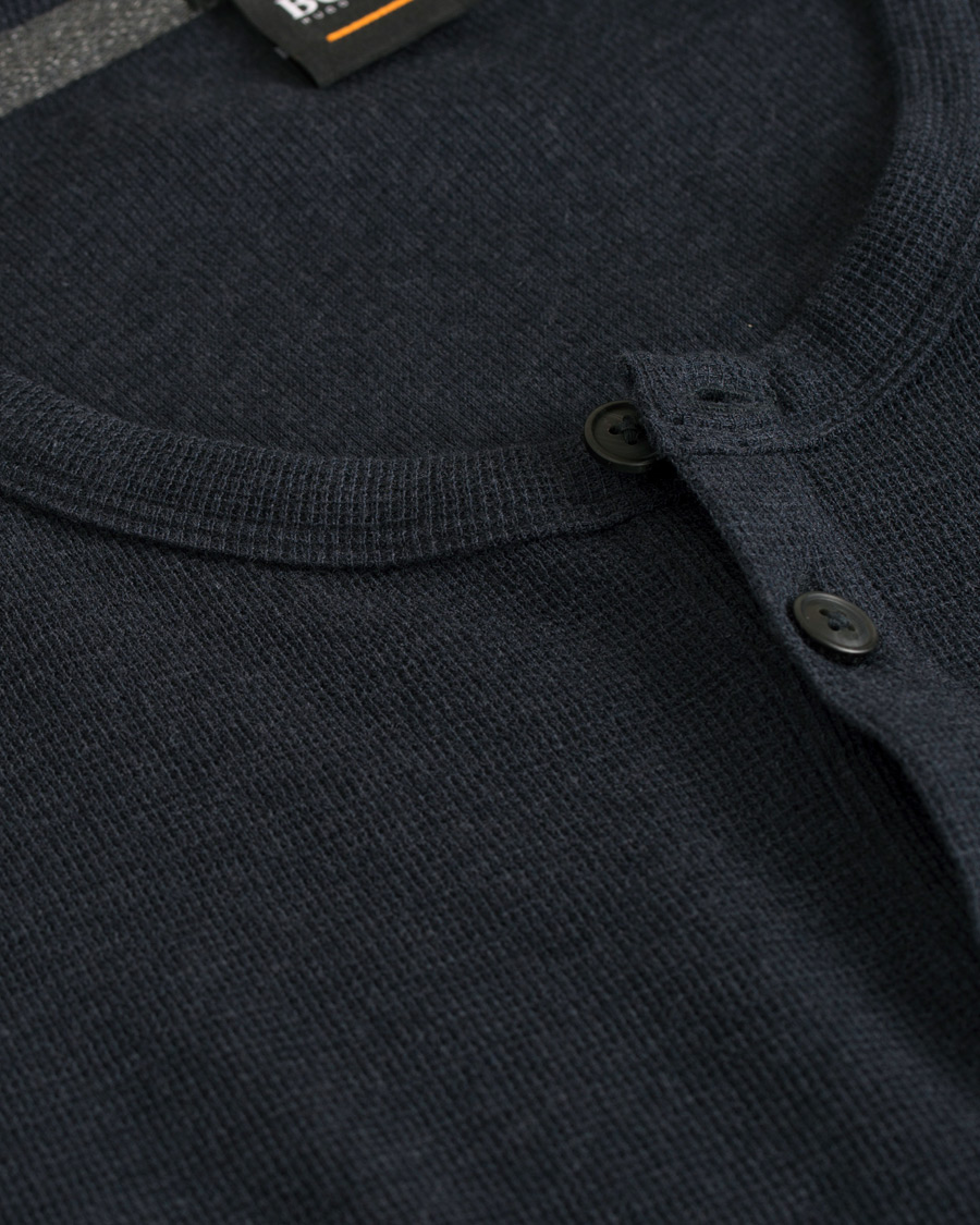 Herre | Trøjer | BOSS ORANGE | BOSS Casual Trix Fine Heather Waffle Henley Navy