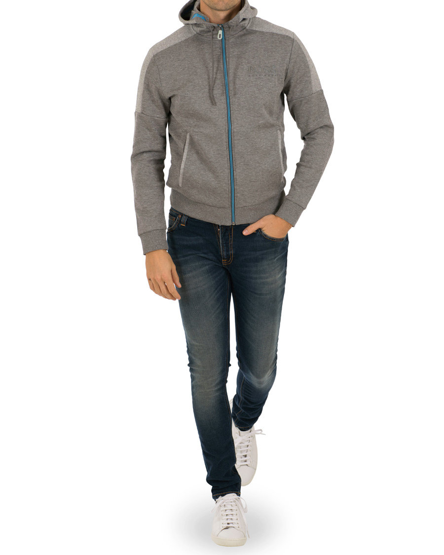 Herre | Trøjer | BOSS GREEN | BOSS Athleisure Saggy Full Zip Hoodie Mid Grey Melange