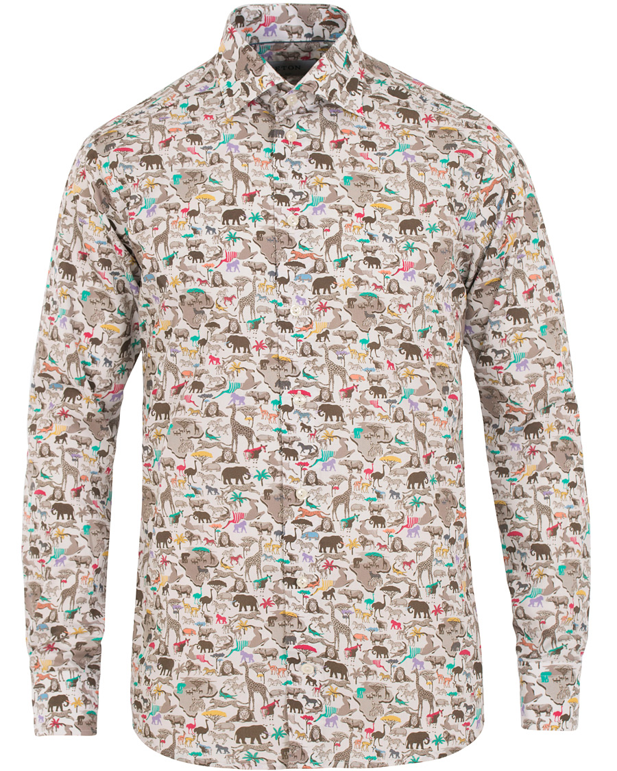 Herre | Skjorter | Eton | Slim Fit Printed Animals Shirt White