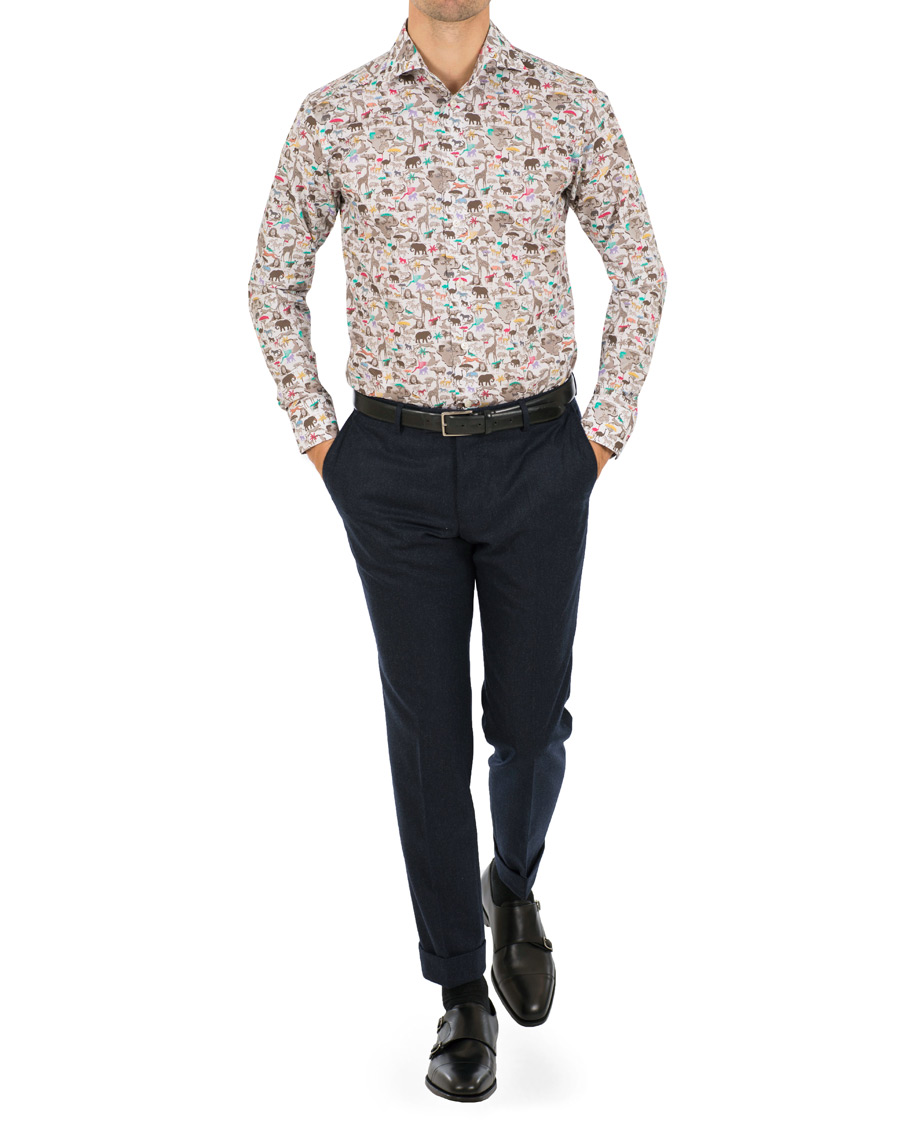Herre | Skjorter | Eton | Slim Fit Printed Animals Shirt White