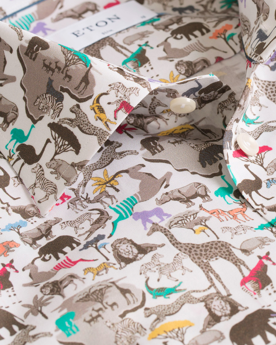 Herre | Skjorter | Eton | Slim Fit Printed Animals Shirt White