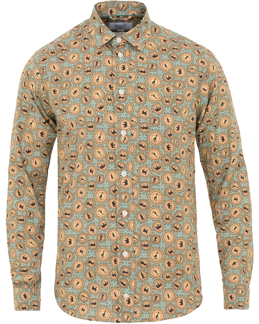 Herre | Skjorter | Eton | Slim Fit Printed Safari Shirt Green