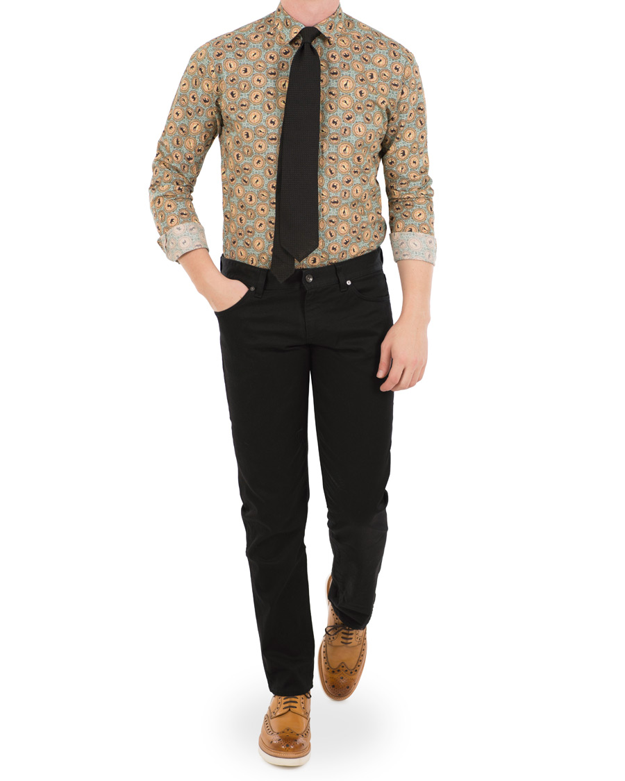 Herre | Skjorter | Eton | Slim Fit Printed Safari Shirt Green