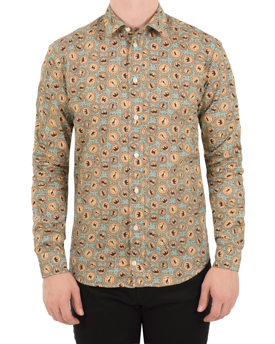 Herre | Skjorter | Eton | Slim Fit Printed Safari Shirt Green