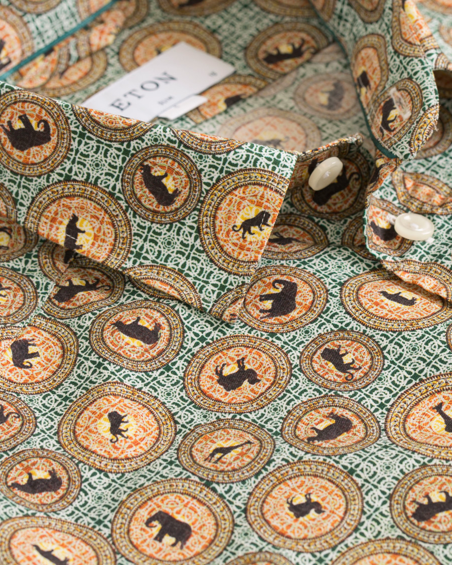 Herre | Skjorter | Eton | Slim Fit Printed Safari Shirt Green