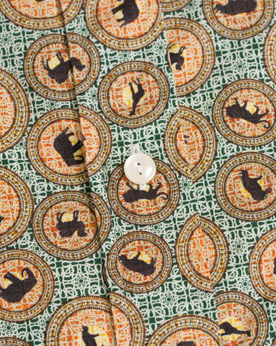 Herre | Skjorter | Eton | Slim Fit Printed Safari Shirt Green
