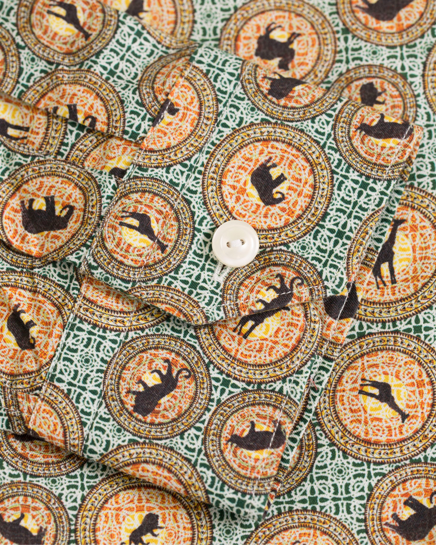 Herre | Skjorter | Eton | Slim Fit Printed Safari Shirt Green