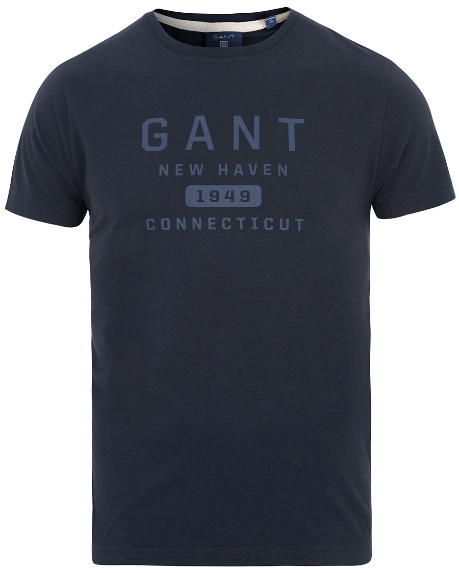 Herre | T-Shirts | GANT | New Haven Crew Neck Tee Evening Blue