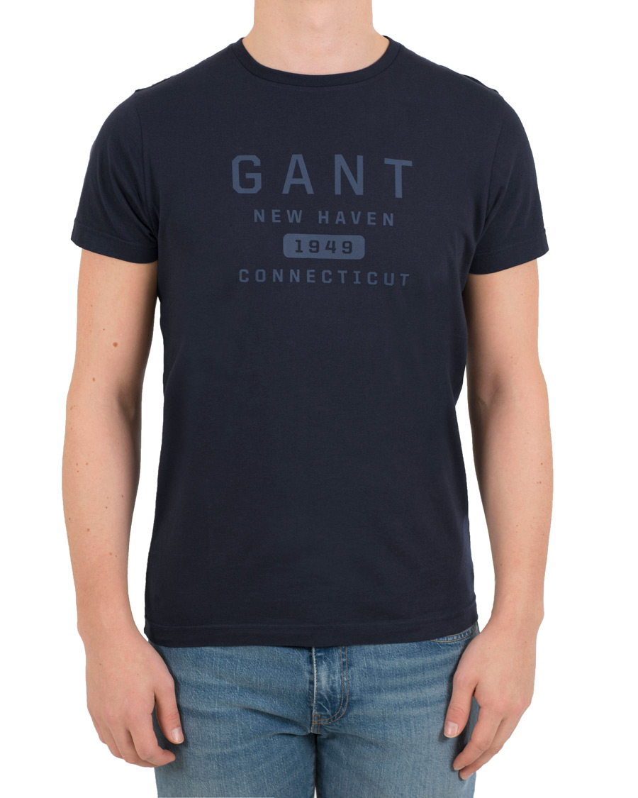 Herre | T-Shirts | GANT | New Haven Crew Neck Tee Evening Blue