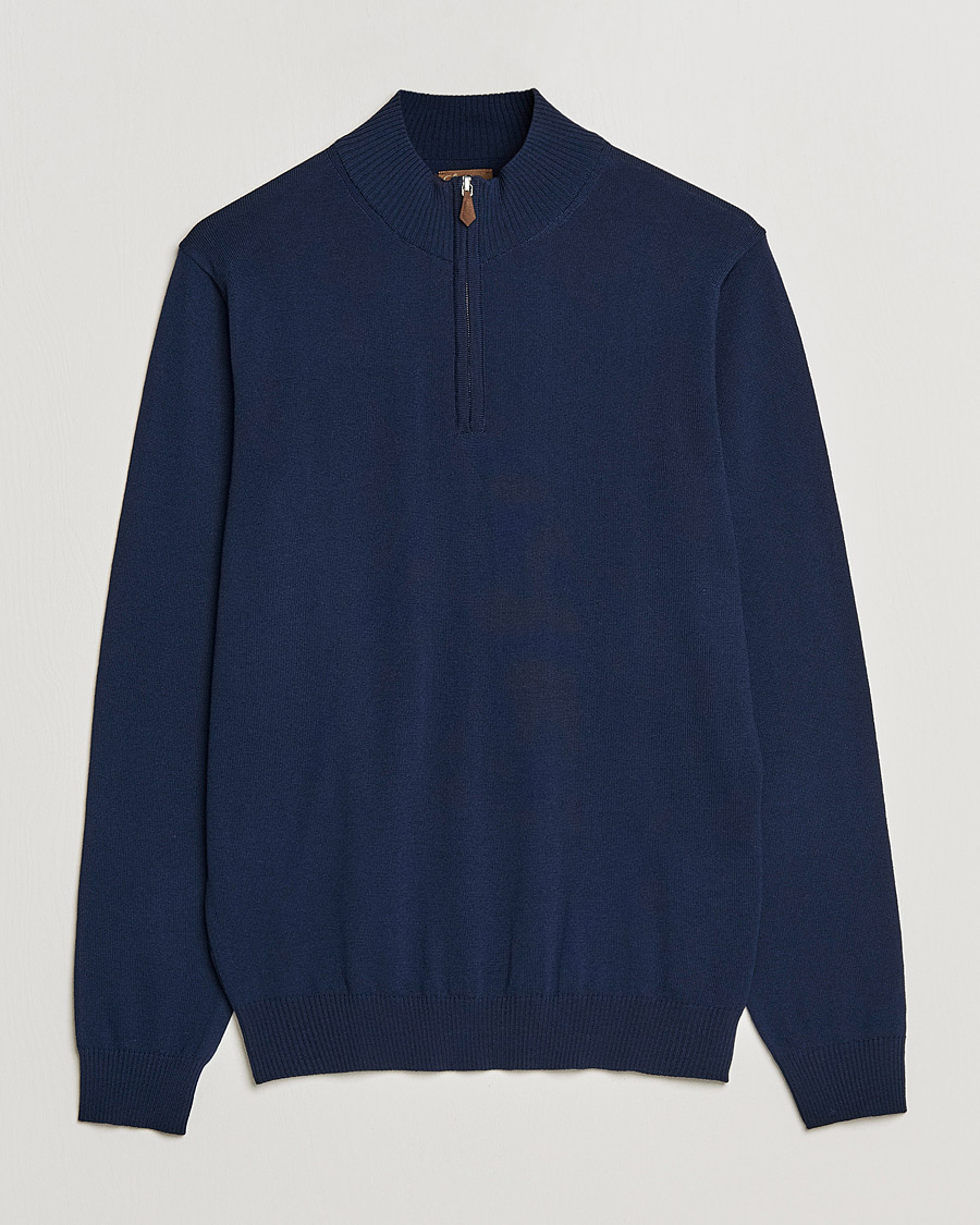 Herre | Trøjer | Stenströms | Merino Wool Half Zip Navy