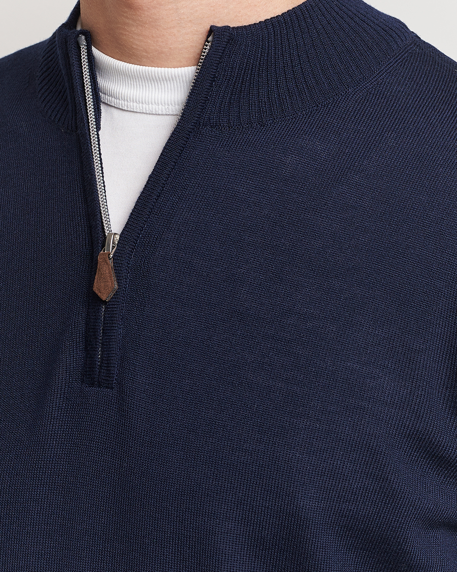 Herre | Trøjer | Stenströms | Merino Wool Half Zip Navy