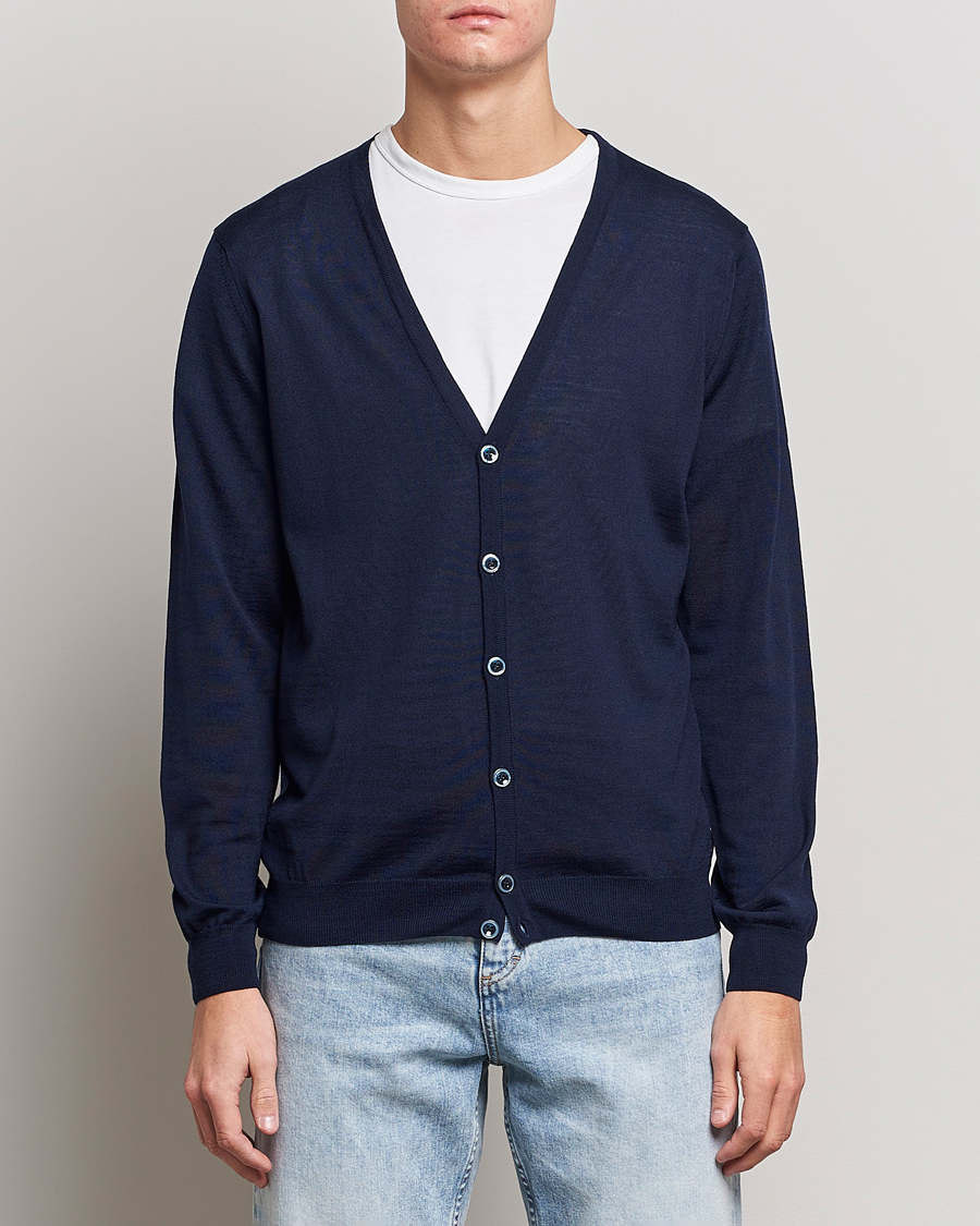 Herre | Trøjer | Stenströms | Merino Zegna Knitted Cardigan Navy