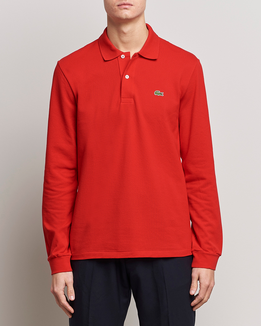 bagagerum Værdiløs sindsyg Lacoste Long Sleeve Polo Red - CareOfCarl.dk