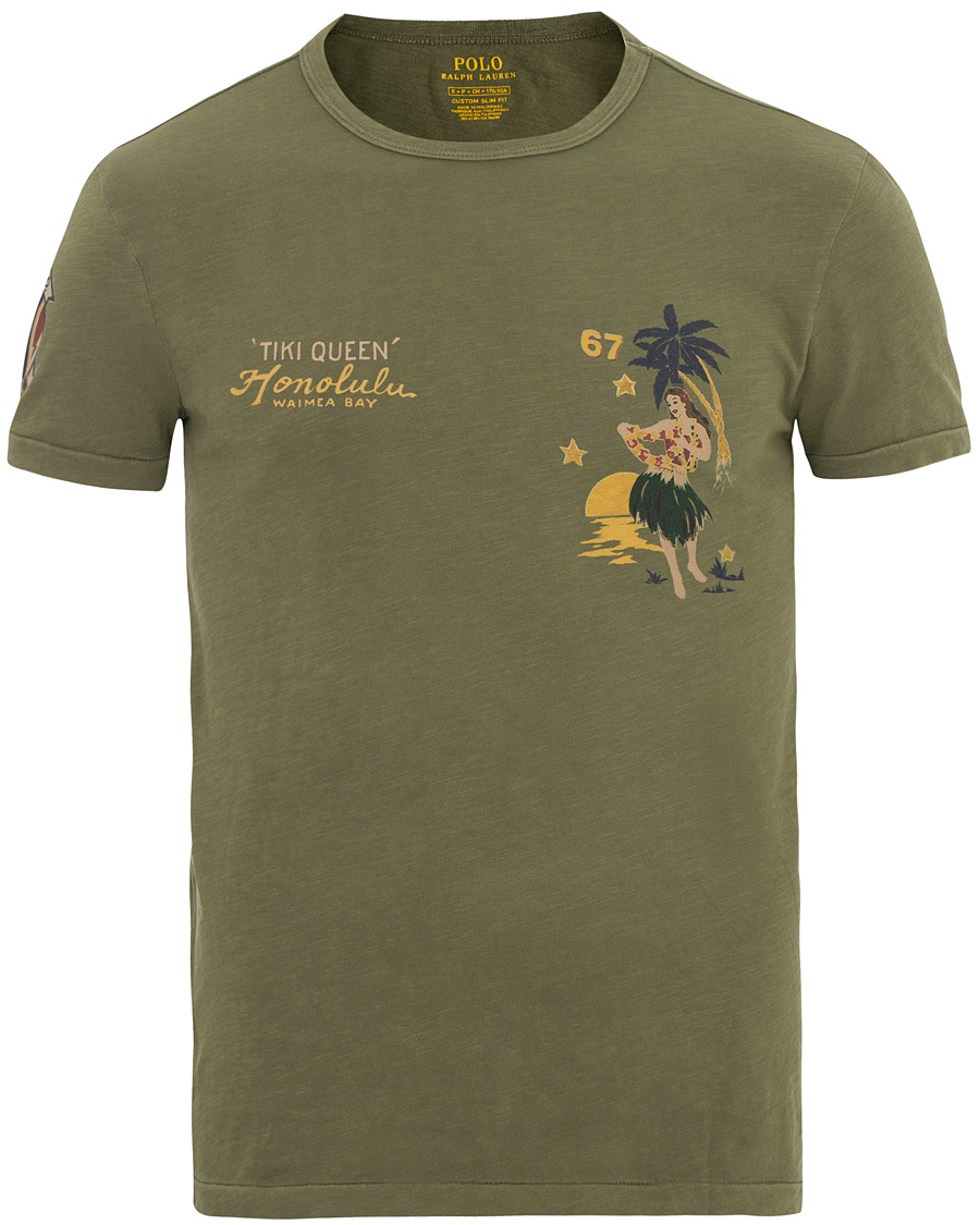 Herre | T-Shirts | Polo Ralph Lauren | Hawaii Print Crew Neck Tee Defender Green