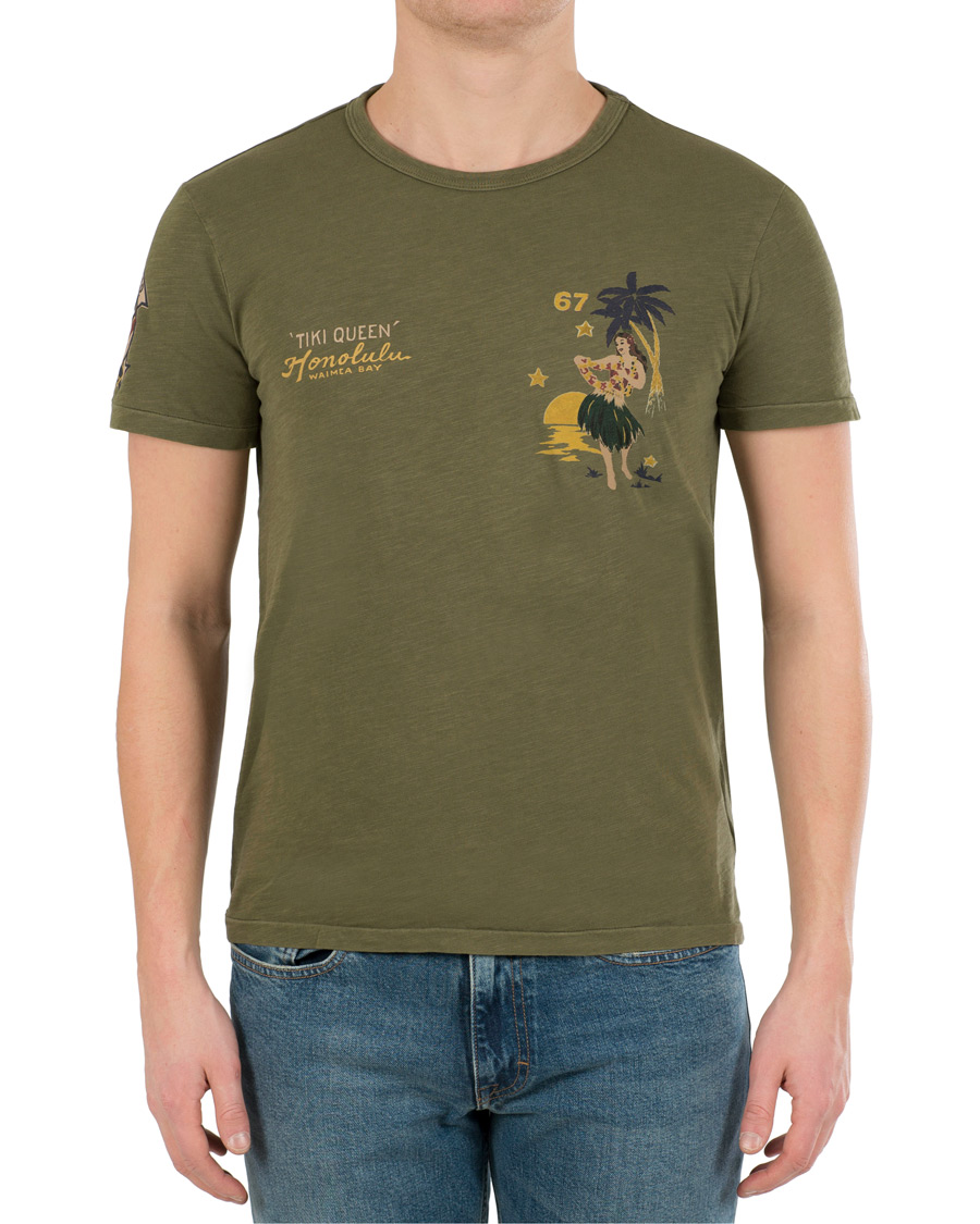 Herre | T-Shirts | Polo Ralph Lauren | Hawaii Print Crew Neck Tee Defender Green